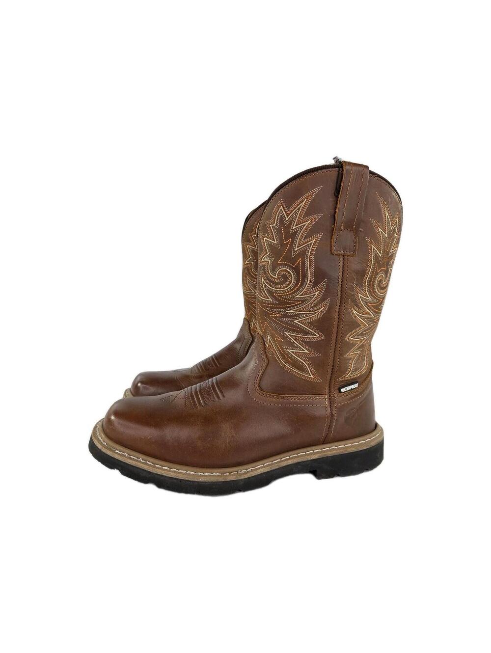 SUREWAY Cowboy Boots US 10.5 Mens Square Toe Work Boot Pull On Leather Western